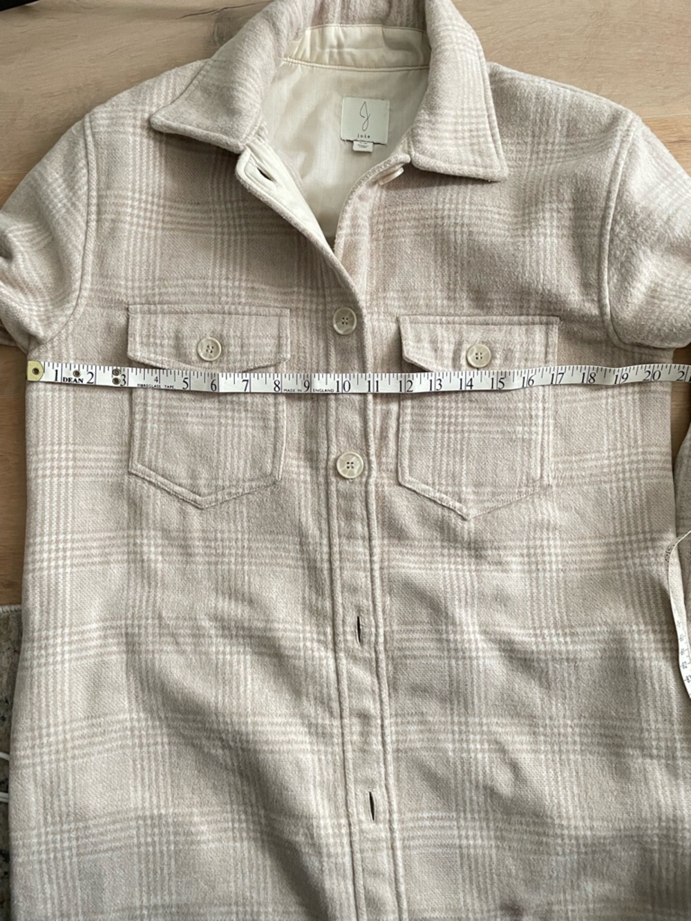 JOIE Beige Plaid Button-Up Shacket - Picture 8 of 9